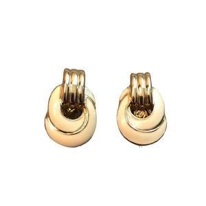Trifari Vintage Gold Tone Cream Clip On Earrings